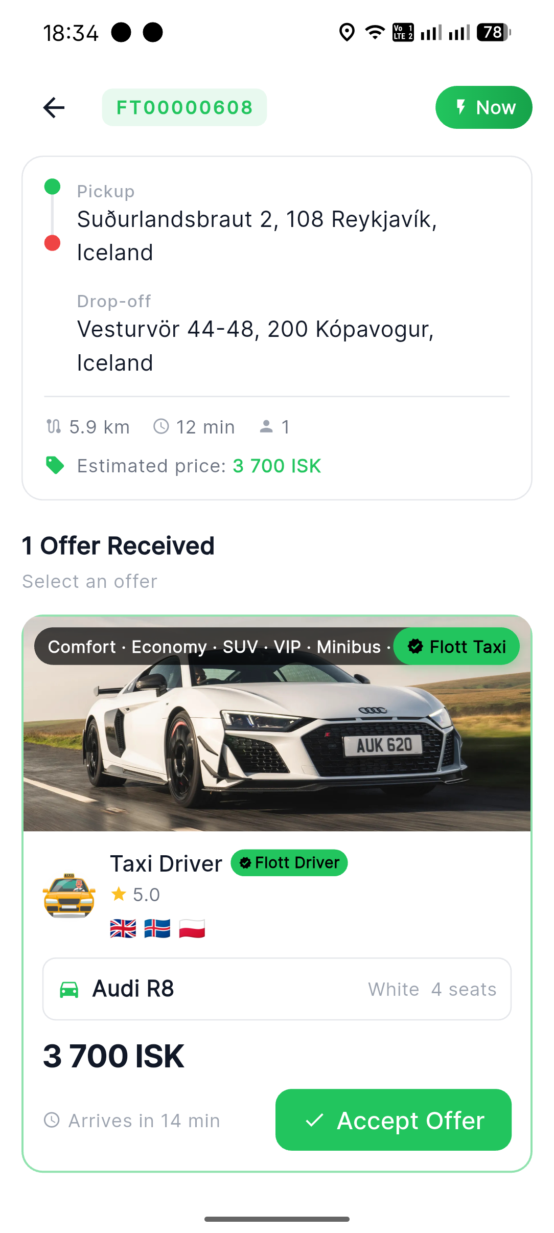 Flott Iceland app screenshot 4